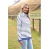 Zeagoo Womens Turtleneck Sweater Fall Fashion 2025 Long Sleeve Chunky Knitted Pullover Color Block Trendy Jumper Top(Blue and White Stripes)