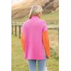 Zeagoo Womens Turtleneck Sweater Fall Fashion 2025 Long Sleeve Chunky Knitted Pullover Color Block Trendy Jumper Top(Brown)