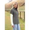 Zeagoo Womens Turtleneck Sweater Fall Fashion 2025 Long Sleeve Chunky Knitted Pullover Color Block Trendy Jumper Top(Gray)