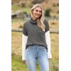 Zeagoo Womens Turtleneck Sweater Fall Fashion 2025 Long Sleeve Chunky Knitted Pullover Color Block Trendy Jumper Top(Gray)