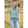 Zeagoo Womens Turtleneck Sweater Fall Fashion 2025 Long Sleeve Chunky Knitted Pullover Color Block Trendy Jumper Top(Green)