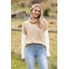 Zeagoo Womens Turtleneck Sweater Fall Fashion 2025 Long Sleeve Chunky Knitted Pullover Color Block Trendy Jumper Top(Khaki)
