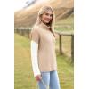 Zeagoo Womens Turtleneck Sweater Fall Fashion 2025 Long Sleeve Chunky Knitted Pullover Color Block Trendy Jumper Top(Khaki)