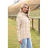 Zeagoo Womens Turtleneck Sweater Fall Fashion 2025 Long Sleeve Chunky Knitted Pullover Color Block Trendy Jumper Top(Khaki Checkered)