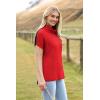 Zeagoo Womens Turtleneck Sweater Fall Fashion 2025 Long Sleeve Chunky Knitted Pullover Color Block Trendy Jumper Top(Red-orange)