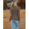 Zeagoo Women’s Turtleneck Sweaters 2026 Fall Fitted Long Sleeve Pullover Sweater Ribbed Knit Basic Tops(Brown)