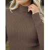 Zeagoo Women’s Turtleneck Sweaters 2026 Fall Fitted Long Sleeve Pullover Sweater Ribbed Knit Basic Tops(Brown)