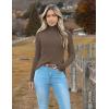Zeagoo Women’s Turtleneck Sweaters 2026 Fall Fitted Long Sleeve Pullover Sweater Ribbed Knit Basic Tops(Brown)