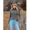 Zeagoo Women’s Turtleneck Sweaters 2026 Fall Fitted Long Sleeve Pullover Sweater Ribbed Knit Basic Tops(Light Grey)