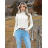 Zeagoo Women’s Turtleneck Sweaters 2026 Fall Fitted Long Sleeve Pullover Sweater Ribbed Knit Basic Tops(White)
