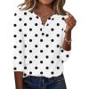Zeagoo 3/4 Length Sleeve Womens Tops Casual Dressy Summer Blouses Buisness Work Spring Tee Shirts(Black White Polka Dots)