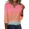Zeagoo 3/4 Length Sleeve Womens Tops Casual Dressy Summer Blouses Buisness Work Spring Tee Shirts(Gradient Pink)