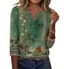 Zeagoo 3/4 Length Sleeve Womens Tops Casual Dressy Summer Blouses Buisness Work Spring Tee Shirts(Green Floral)