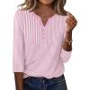 Zeagoo 3/4 Length Sleeve Womens Tops Casual Dressy Summer Blouses Buisness Work Spring Tee Shirts(Pink Stripes)
