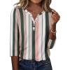 Zeagoo 3/4 Length Sleeve Womens Tops Casual Dressy Summer Blouses Buisness Work Spring Tee Shirts(Stripes Multicolor)