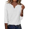 Zeagoo 3/4 Length Sleeve Womens Tops Casual Dressy Summer Blouses Buisness Work Spring Tee Shirts(White)