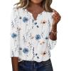 Zeagoo 3/4 Length Sleeve Womens Tops Casual Dressy Summer Blouses Buisness Work Spring Tee Shirts(White Floral)