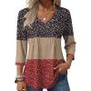 Zeagoo 3/4 Length Sleeve Womens Tops Casual V Neck Pleated Top Boho Floral Blouses Work Shirts(Floral Multiple Color)