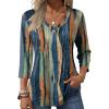 Zeagoo 3/4 Length Sleeve Womens Tops Casual V Neck Pleated Top Boho Floral Blouses Work Shirts(Multicolor 289)