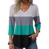 Zeagoo 3/4 Length Sleeve Womens Tops Casual V Neck Pleated Top Boho Floral Blouses Work Shirts(Striped 595)
