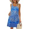 Zeagoo Summer Dresses for Women Boho Beach Dress Sleeveless Sundresses with Pockets Casual Loose Tank Tshirt Sun Dress(Blue Floral)