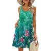 Zeagoo Summer Dresses for Women Boho Beach Dress Sleeveless Sundresses with Pockets Casual Loose Tank Tshirt Sun Dress(Green Printed)