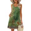 Zeagoo Summer Dresses for Women Boho Beach Dress Sleeveless Sundresses with Pockets Casual Loose Tank Tshirt Sun Dress(Green-print)