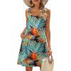 Zeagoo Summer Dresses for Women Boho Beach Dress Sleeveless Sundresses with Pockets Casual Loose Tank Tshirt Sun Dress(Leaf Print)