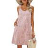 Zeagoo Summer Dresses for Women Boho Beach Dress Sleeveless Sundresses with Pockets Casual Loose Tank Tshirt Sun Dress(Pink Floral Print)