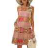 Zeagoo Summer Dresses for Women Boho Beach Dress Sleeveless Sundresses with Pockets Casual Loose Tank Tshirt Sun Dress(Pink Printed)