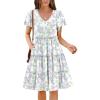 Zeagoo Summer Tiered Mini Dress with Pockets Ruffle Sleeve V-Neck Casual Dress A Line Boho Flowy Sundress 2025 Vacation(Bf164)