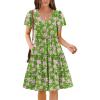 Zeagoo Summer Tiered Mini Dress with Pockets Ruffle Sleeve V-Neck Casual Dress A Line Boho Flowy Sundress 2025 Vacation(Dh594)