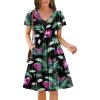 Zeagoo Summer Tiered Mini Dress with Pockets Ruffle Sleeve V-Neck Casual Dress A Line Boho Flowy Sundress 2025 Vacation(Hp30)