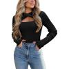 Zeagoo Sweaters for Women 2026 Knit Trendy Long Sleeve Lightweight Slim Fit Pullover Cutout Tops S-XXL(Black)
