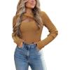 Zeagoo Sweaters for Women 2026 Knit Trendy Long Sleeve Lightweight Slim Fit Pullover Cutout Tops S-XXL(Camel)