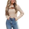 Zeagoo Sweaters for Women 2026 Knit Trendy Long Sleeve Lightweight Slim Fit Pullover Cutout Tops S-XXL(Coffee Light)