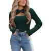 Zeagoo Sweaters for Women 2026 Knit Trendy Long Sleeve Lightweight Slim Fit Pullover Cutout Tops S-XXL(Dark Green)