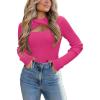 Zeagoo Sweaters for Women 2026 Knit Trendy Long Sleeve Lightweight Slim Fit Pullover Cutout Tops S-XXL(Rose Red)
