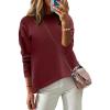 Zeagoo Sweaters for Women Fall Outfits Trendy 2025 Long Sleeve Shirts Bussiness Casual Knit Pullover Sweater Tops(B-solid Red Long Sleeve)