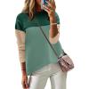 Zeagoo Sweaters for Women Fall Outfits Trendy 2025 Long Sleeve Shirts Bussiness Casual Knit Pullover Sweater Tops(Color Block 3 Green)