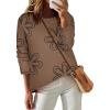 Zeagoo Sweaters for Women Fall Outfits Trendy 2025 Long Sleeve Shirts Bussiness Casual Knit Pullover Sweater Tops(Printed Khaki)