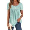 Zeagoo Women Tunic Tops Dressy Casual Summer Short Sleeve Shirts Floral Loose Fit Pleated Boho Top S-XXL(An202)