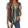 Zeagoo Women Tunic Tops Dressy Casual Summer Short Sleeve Shirts Floral Loose Fit Pleated Boho Top S-XXL(Cx289)