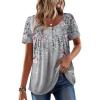 Zeagoo Women Tunic Tops Dressy Casual Summer Short Sleeve Shirts Floral Loose Fit Pleated Boho Top S-XXL(Hf36)