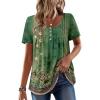 Zeagoo Women Tunic Tops Dressy Casual Summer Short Sleeve Shirts Floral Loose Fit Pleated Boho Top S-XXL(Pa171)