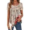 Zeagoo Women Tunic Tops Dressy Casual Summer Short Sleeve Shirts Floral Loose Fit Pleated Boho Top S-XXL(Pa275)