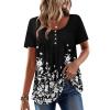 Zeagoo Women Tunic Tops Dressy Casual Summer Short Sleeve Shirts Floral Loose Fit Pleated Boho Top S-XXL(Sf100)