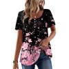 Zeagoo Women Tunic Tops Dressy Casual Summer Short Sleeve Shirts Floral Loose Fit Pleated Boho Top S-XXL(Sf31)