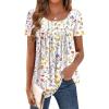 Zeagoo Women Tunic Tops Dressy Casual Summer Short Sleeve Shirts Floral Loose Fit Pleated Boho Top S-XXL(Xh403)