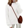 Zeagoo Women’s 2025 Fall Turtleneck Sweaters Trendy Loose Long Sleeve Knit Pullover Jumper Tops(A-white)